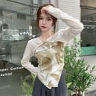 Asymmetrical Tie-dyed Tube Top / Long-sleeve Crop T-shirt