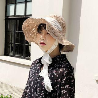 Foldable Lace Straw Sun Hat