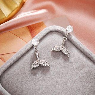 Whale Tail Rhinestone Dangle Earring