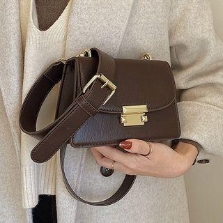 Wide Strap Plain Flap Crossbody Bag