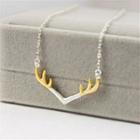 Deer Horn Pendant Sterling Silver Necklace Gold & Silver - One Size