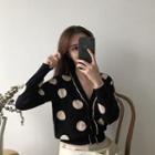V-neck Polka-dot Cardigan Black - One Size