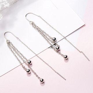 Fringed Threader Earring 1 Pair - White Gold - One Size