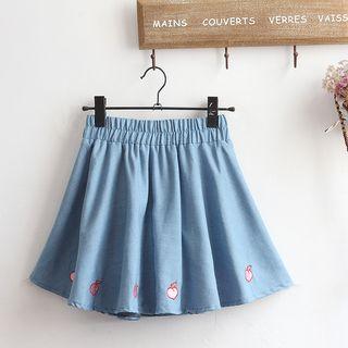 Fruit Embroidery A-line Mini Skirt