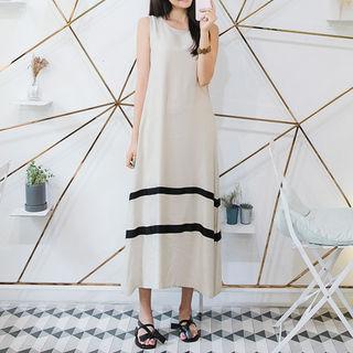 Sleeveless Stripe-trim Maxi Dress