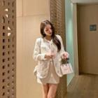 Faux-fur Trim Quilted Tweed Jacket