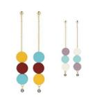 Non-matching Contrast Color Disc Dangle Earring