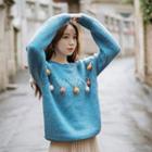 Pom Pom Sweater Blue - One Size