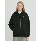 Rola Heart-embroidered Zip-up Hoodie Black - One Size