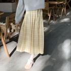 Bow Waist Pleated Gingham Skirt