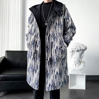 Print Zipped Long Coat