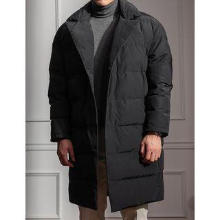 Notched-lapel Padded Coat Black - One Size
