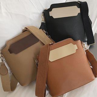 Faux Leather Belted Accent Bucket Bag