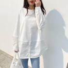 Long-sleeve Panel T-shirt White - One Size