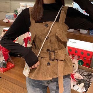 Long-sleeve Mock-neck T-shirt / Corduroy Vest