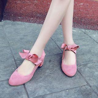 Bow Detail Block Heel Pumps
