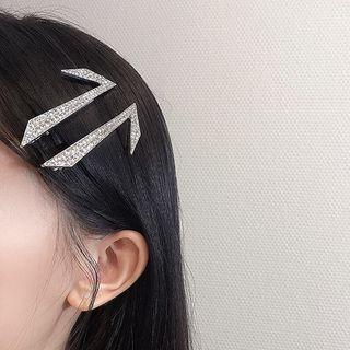 Rhinestone Hair Clip 1 Pair - Silver - One Size