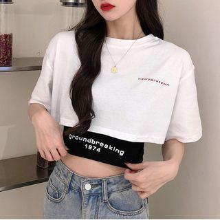 Short-sleeve Cropped T-shirt / Tank Top / Set