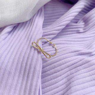 Alloy Bow Open Ring 1 Pair - Gold - One Size