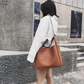 Chained Faux Leather Tote Bag