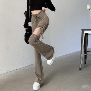 Mid Rise Cutout Bootcut Pants