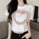 Short-sleeve Mesh Heart T-shirt