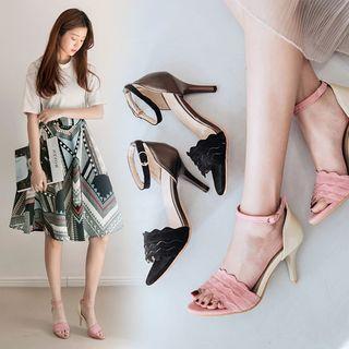 Scallop Trim High Heel Sandals