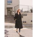 Letter-embroidered Epaulet Trench Coat With Belt