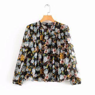 Floral Print Ruched Blouse