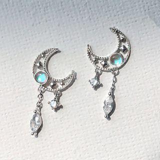 Rhinestone Moon Drop Earring / Necklace