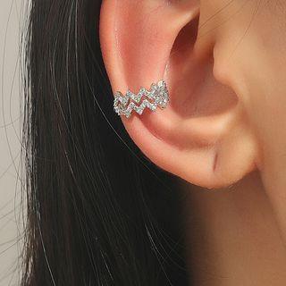 Zigzag Rhinestone Alloy Cuff Earring