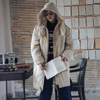 Hooded Zipper Cargo Long Coat