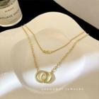 Rhinestone Interlocking Hoop Layered Necklace Gold - One Size