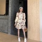 Flower Print Lantern-sleeve A-line Dress