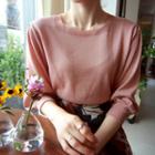 Square-neck 3/4-sleeve Knit Top