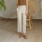 Belted Straight-cut Linen Pants