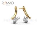 925 Sterling Silver Rhinestone Two-tone Dangle Earring White Gold & 18k Gold - One Size