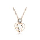 Fashion Rose Gold Plated White Flower And Heart Pendant With White Austrian Element Crystal And Necklace