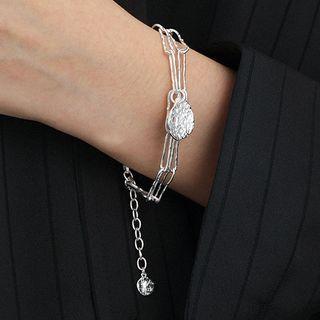 Leaf Pendant Sterling Silver Bracelet Silver - One Size