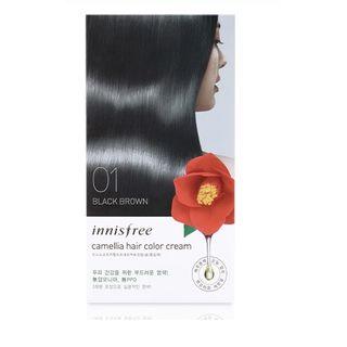Innisfree - Camellia Hair Color Cream (#01 Black Brown): Hairdye 20g X 3 + Oxidizer 20g X 3, Hair Pack 8ml 5pcs