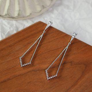 Rhinestone Chandelier Earring 1 Pair - 925 Silver - Ear Studs - One Size