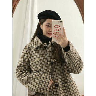 Pocket-detail Checked Wool Blend Jacket
