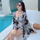 Set: Spaghetti Strap Swim Dress + Cover Up