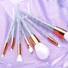 Set Of 7: Faux Crystal Handle Makeup Brush Set Of 7 - White - One Size