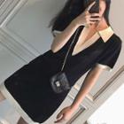 High-waist V-neck Knit Dress