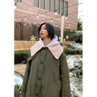 Wide-collar Dumble-lining Parka Khaki - One Size