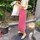 Colored H-line Linen Midi Skirt