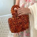Marble Beaded Mini Tote Brown - One Size