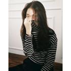 Turtle-neck Striped T-shirt