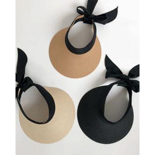 Beribboned Straw Sun Cap